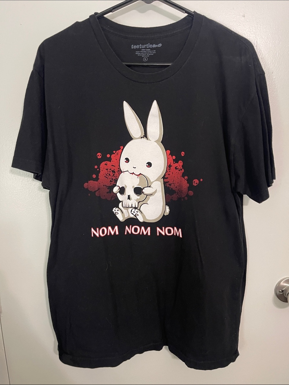 Teeturtle Black Bunny Skull Graphic Tee - 'Nom Nom Nom'